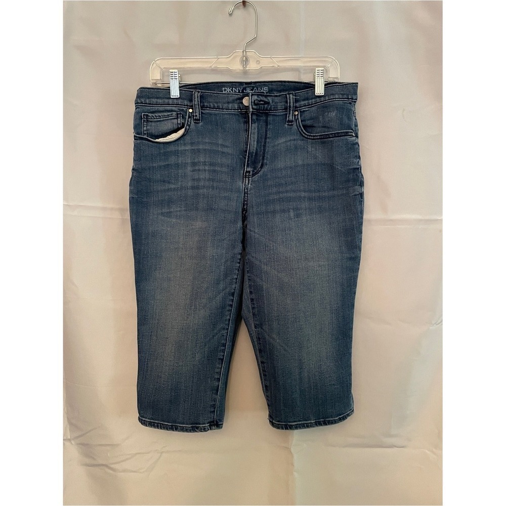 DKNY Dark Blue Cropped Denim Jeans Ludlow Short